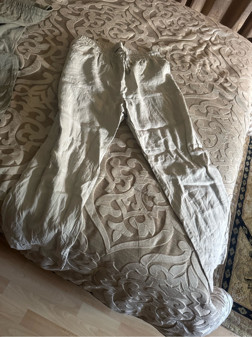 Light Linen-Blend Drawstring Pants